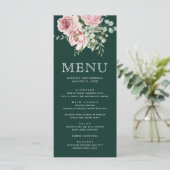 Blush Pink Floral Eucalyptus Emerald Green Wedding Menu (Staand voorkant)
