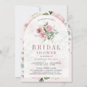 Blush Pink Floral Eucalyptus Foto Vrijgezellenfees Kaart (Voorkant)