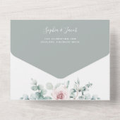 Blush Pink Floral Eucalyptus Geometric Wedding All In One Uitnodiging (Achterkant)