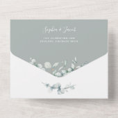 Blush Pink Floral Eucalyptus Geometric Wedding All In One Uitnodiging (Achterkant)