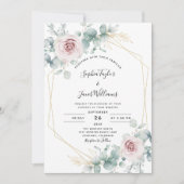 Blush Pink Floral Eucalyptus Geometric Wedding Kaart (Voorkant)