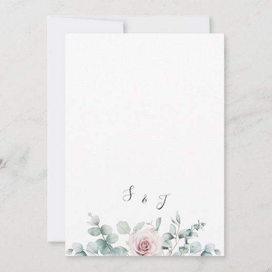 Blush Pink Floral Eucalyptus Geometric Wedding Kaart (Achterkant)