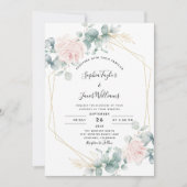 Blush Pink Floral Eucalyptus Geometric Wedding Kaart (Voorkant)
