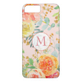 Blush Pink Floral Eucalyptus Glitter Monogram Case-Mate iPhone Case (Achterkant)