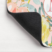 Blush Pink Floral Eucalyptus Glitter Monogram Muismat (Hoek)