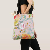 Blush Pink Floral Eucalyptus Glitter Monogram Tote Bag (Dichtbij)