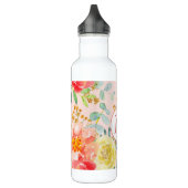 Blush Pink Floral Eucalyptus Glitter Monogram Waterfles (Links)