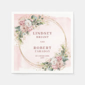 Blush Pink Floral Eucalyptus Gold Glitter Wedding  Servet (Voorkant)