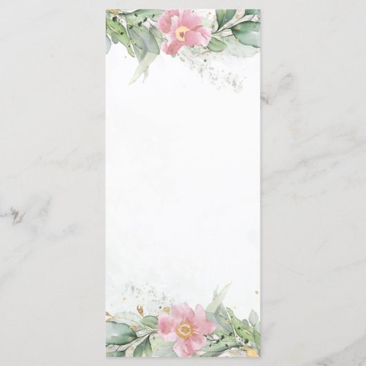 Blush Pink Floral Eucalyptus Greenery Gold Wedding Menu (Achterkant)