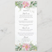 Blush Pink Floral Eucalyptus Greenery Gold Wedding Menu (Voorkant)