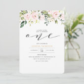 Blush Pink Floral & Eucalyptus Meisje 1e verjaarda Kaart (Staand voorkant)