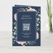 Blush Pink Floral Eucalyptus Navy Blue Wedding (Achterkant)