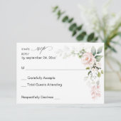 Blush Pink Floral & Eucalyptus no Meal RSVP Kaartje (Staand voorkant)