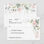 Blush Pink Floral & Eucalyptus no Meal RSVP Kaartje (Voorkant / Achterkant)
