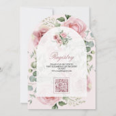 Blush Pink Floral Eucalyptus QR Code Baby shower Kaart (Achterkant)