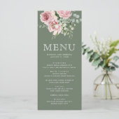 Blush Pink Floral Eucalyptus Sage Green Wedding Menu (Staand voorkant)