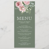 Blush Pink Floral Eucalyptus Sage Green Wedding Menu (Voorkant)