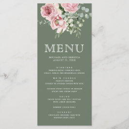 Blush Pink Floral Eucalyptus Sage Green Wedding Menu