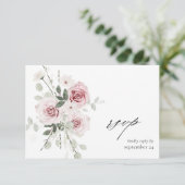 Blush Pink Floral & Eucalyptus w Meal RSVP Card (Staand voorkant)