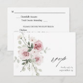 Blush Pink Floral & Eucalyptus w Meal RSVP Card (Voorkant / Achterkant)