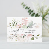 Blush Pink Floral & Eucalyptus w Meal RSVP Card 2 (Staand voorkant)