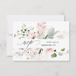 Blush Pink Floral & Eucalyptus w Meal RSVP Card 2