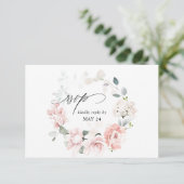 Blush Pink Floral & Eucalyptus w Meal RSVP Card 3 (Staand voorkant)