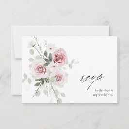 Blush Pink Floral & Eucalyptus w Meal RSVP Card Kaartje
