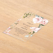 Blush Pink Floral & Eucalyptus Weddenschap 2B Acryl Uitnodigingen (Laagn)