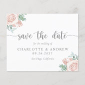 Blush Pink Floral Eucalyptus Weddenschap Bewaar da (Voorkant)