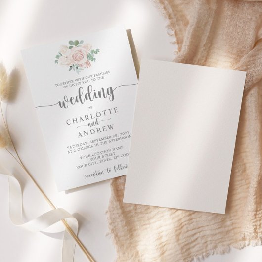 Blush Pink Floral Eucalyptus Weddenschap Kaart