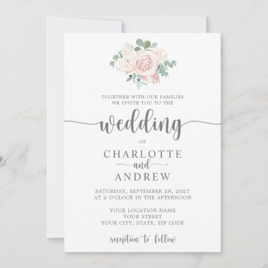 Blush Pink Floral Eucalyptus Weddenschap Kaart (Voorkant)