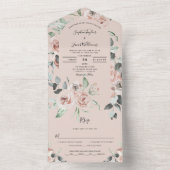 Blush Pink Floral Eucalyptus Weddenschap met RSVP All In One Uitnodiging (Binnen)