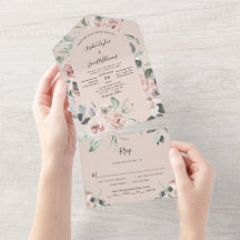 Blush Pink Floral Eucalyptus Weddenschap met RSVP