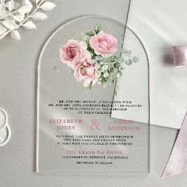 Blush Pink Floral Eucalyptus Wedding Acryl Uitnodigingen