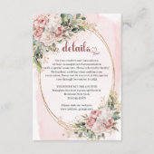 Blush Pink Floral Eucalyptus Wedding Details Card Informatiekaartje (Voorkant)