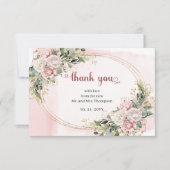 Blush Pink Floral Eucalyptus Wedding Thank You  Bedankkaart (Voorkant)