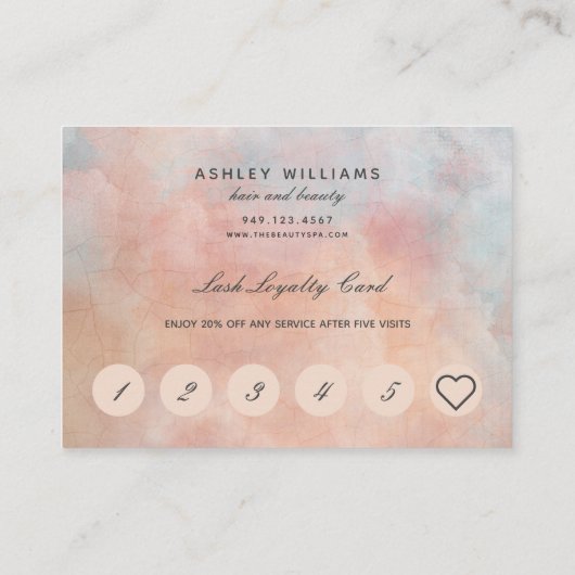 Blush Pink Floral Eyelash Salon Loyalty Kaart Visitekaartje (Achterkant)