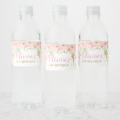 Blush Pink Floral Fairy Verjaardag Baby shower Waterfles Etiket (Flessen)