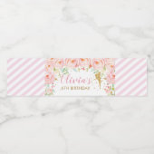 Blush Pink Floral Fairy Verjaardag Baby shower Waterfles Etiket (Enkel label)