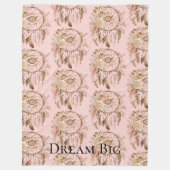 Blush Pink Floral Feathers Dream Catcher Fleece Deken (Voorkant)