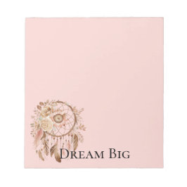 Blush Pink Floral Feathers Dream Catcher Notitieblok
