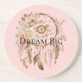 Blush Pink Floral Feathers Dream Catcher Zandsteen Onderzetter