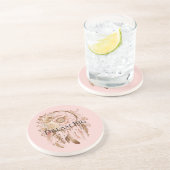 Blush Pink Floral Feathers Dream Catcher Zandsteen Onderzetter (Zijkant)