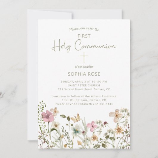 Blush Pink Floral First Community Kaart (Voorkant)