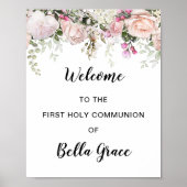 Blush Pink Floral First Community Welkomstteken Poster (Voorkant)
