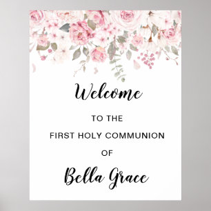 Blush Pink Floral First Community Welkomstteken Poster