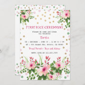Blush Pink Floral First Rice Ceremony Annaprashan Kaart (Voorkant / Achterkant)