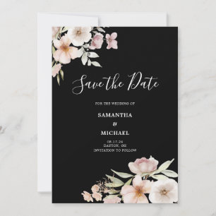 Blush Pink Floral Flat Save The Date Kaart