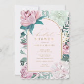 Blush Pink Floral Flowers Gold Arch Vrijgezellenfe Kaart (Voorkant)